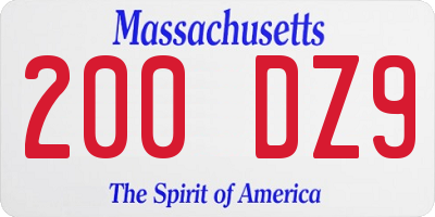 MA license plate 200DZ9