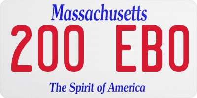 MA license plate 200EB0
