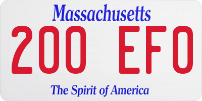 MA license plate 200EF0