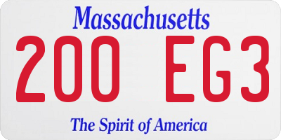 MA license plate 200EG3
