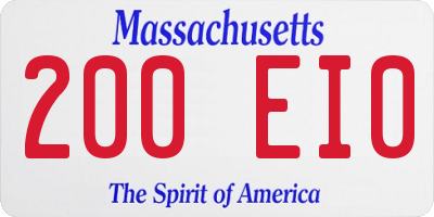 MA license plate 200EI0