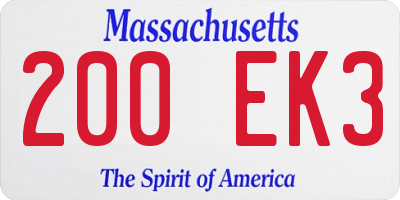 MA license plate 200EK3