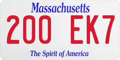 MA license plate 200EK7