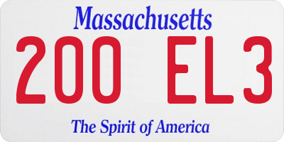 MA license plate 200EL3