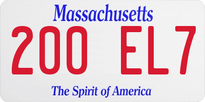 MA license plate 200EL7
