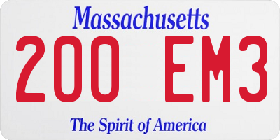 MA license plate 200EM3