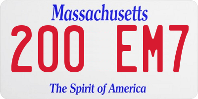 MA license plate 200EM7