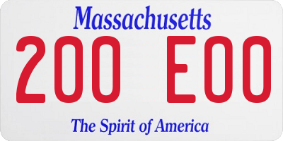 MA license plate 200EO0