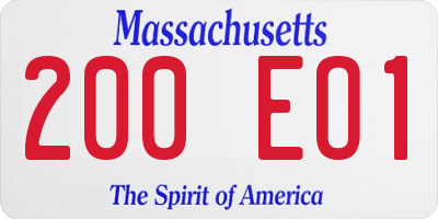 MA license plate 200EO1