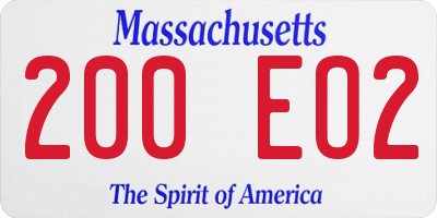 MA license plate 200EO2