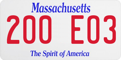 MA license plate 200EO3