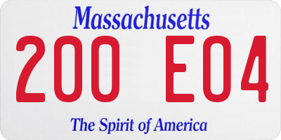 MA license plate 200EO4