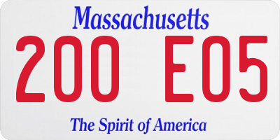 MA license plate 200EO5