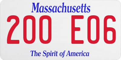 MA license plate 200EO6
