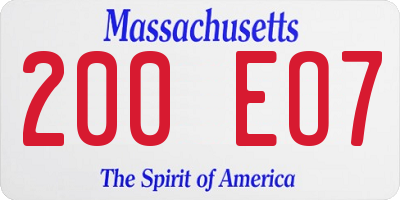 MA license plate 200EO7