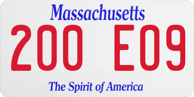 MA license plate 200EO9