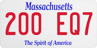 MA license plate 200EQ7