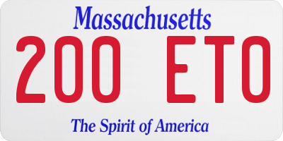 MA license plate 200ET0