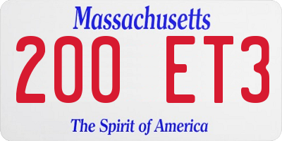 MA license plate 200ET3