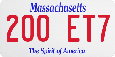 MA license plate 200ET7