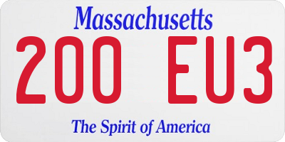 MA license plate 200EU3