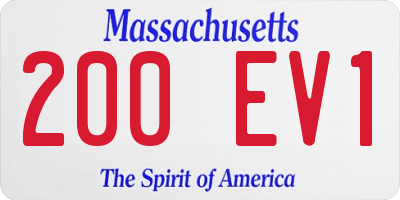 MA license plate 200EV1