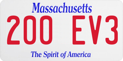 MA license plate 200EV3