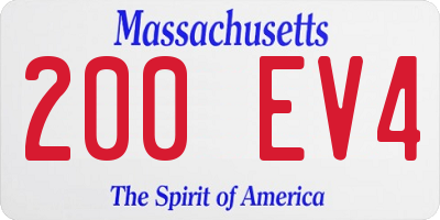 MA license plate 200EV4