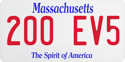 MA license plate 200EV5