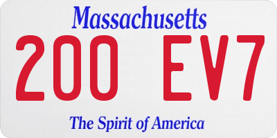 MA license plate 200EV7