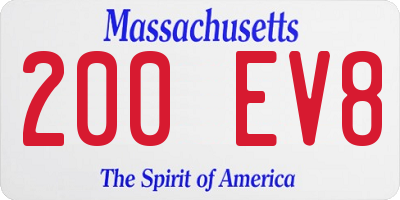 MA license plate 200EV8