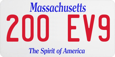 MA license plate 200EV9