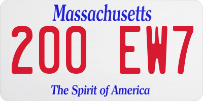 MA license plate 200EW7