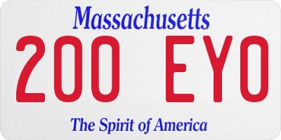 MA license plate 200EY0