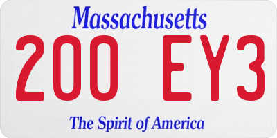 MA license plate 200EY3
