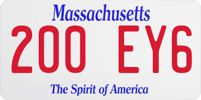 MA license plate 200EY6