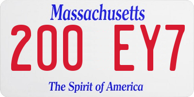 MA license plate 200EY7