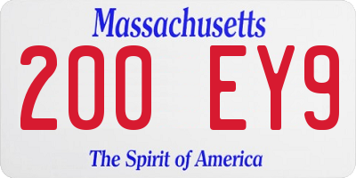 MA license plate 200EY9