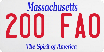 MA license plate 200FA0