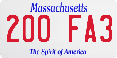 MA license plate 200FA3