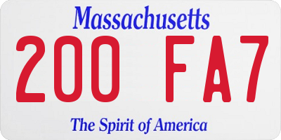 MA license plate 200FA7