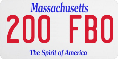 MA license plate 200FB0