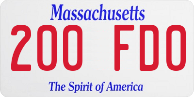 MA license plate 200FD0
