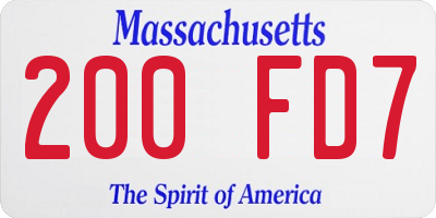 MA license plate 200FD7