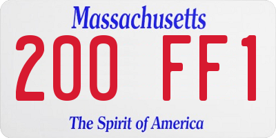 MA license plate 200FF1