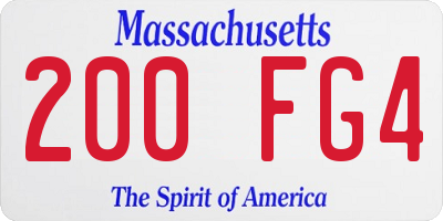 MA license plate 200FG4
