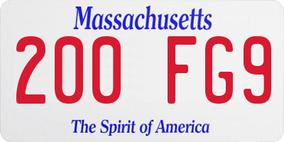 MA license plate 200FG9