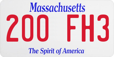 MA license plate 200FH3