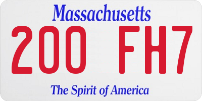 MA license plate 200FH7