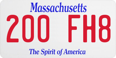 MA license plate 200FH8